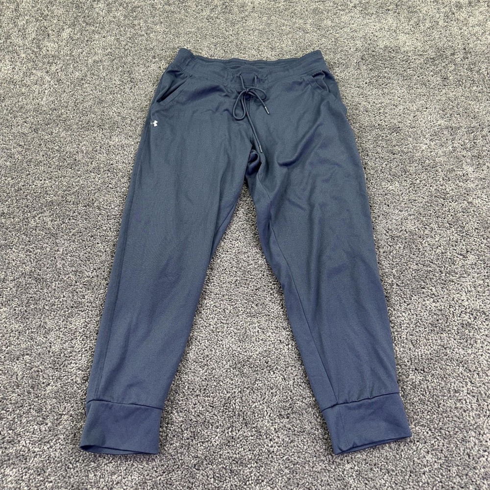 Under Armour Jogger Pants Womens Medium Blue Jersey Elastic Waist Pockets Gym